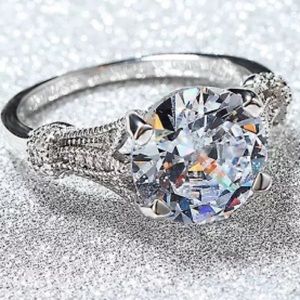 🆕STUNNING! 18K White Gold 3Ct Moissanite Ring